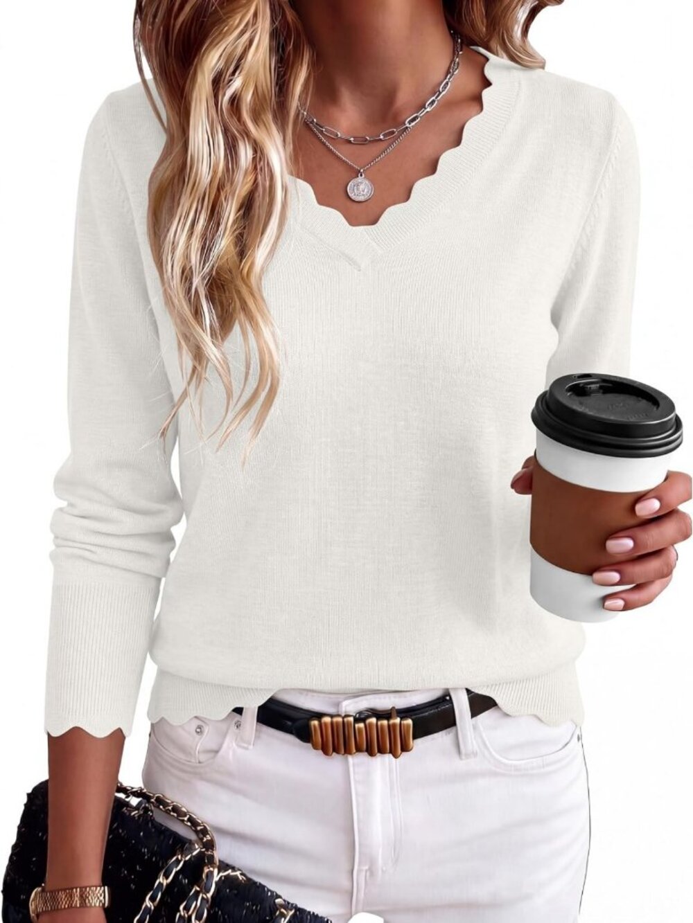 Lightweight Loose Fit V Neck Sweater for Women | Cozy Fall Fashion Essential